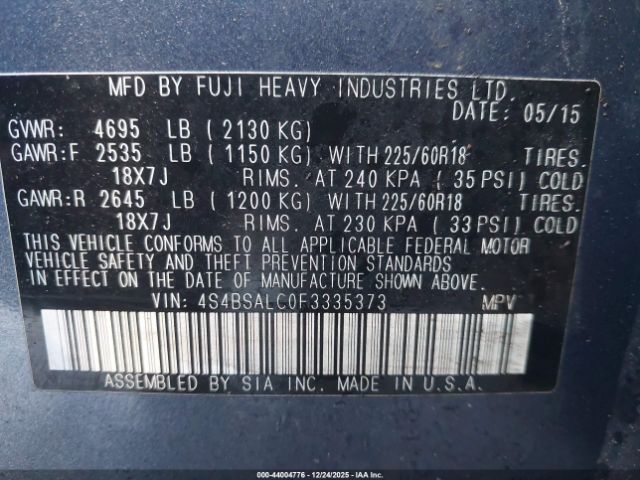 Subaru Outback 2.5i Limited Image 6